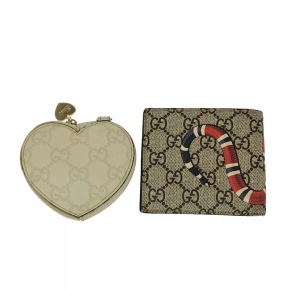 GUCCI 2 Set Bifold Coin Wallet Guccissima KingSnake Supreme Leather - Picture 1 of 15